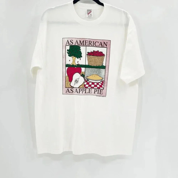 Urban‎ Outfitters VTG As American Apple Pie T Shirt Unisex Size XL White Graphic - Picture 1 of 5